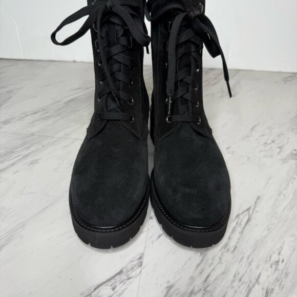 La Canadienne Jacques Black Suede Lace Up Lug Sole Heel Boot 8M - Picture 10 of 14